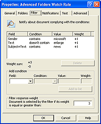 Advanced Folders Watch rule filters configuration