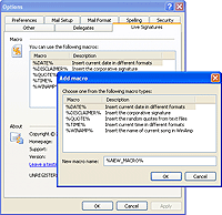Adding of new macro in Live Signatures options screen